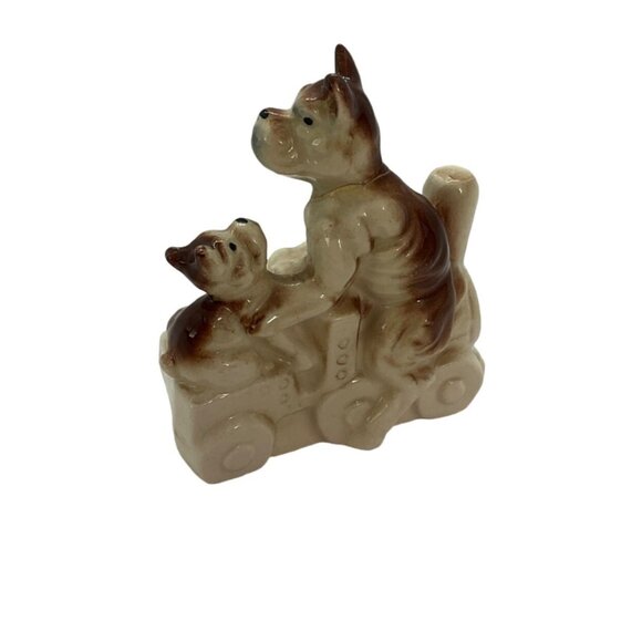 Vintage 1960's Ceramic Figure Dog Terriers Riding Train Japan Puppies Gr… - Picture 2 of 8